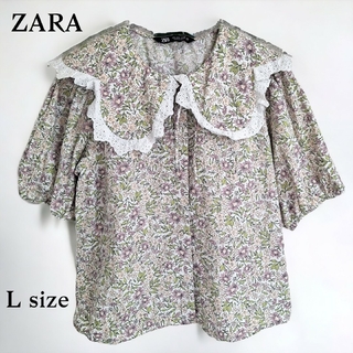 ザラ(ZARA)のZARA ザラ 2023 ビックカラー 花柄ブラウス 花柄シャツ Aライン(シャツ/ブラウス(半袖/袖なし))