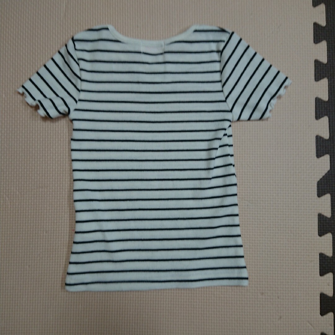 半袖 Tシャツ リブ ボーダー 100 キッズ/ベビー/マタニティのキッズ服女の子用(90cm~)(Tシャツ/カットソー)の商品写真