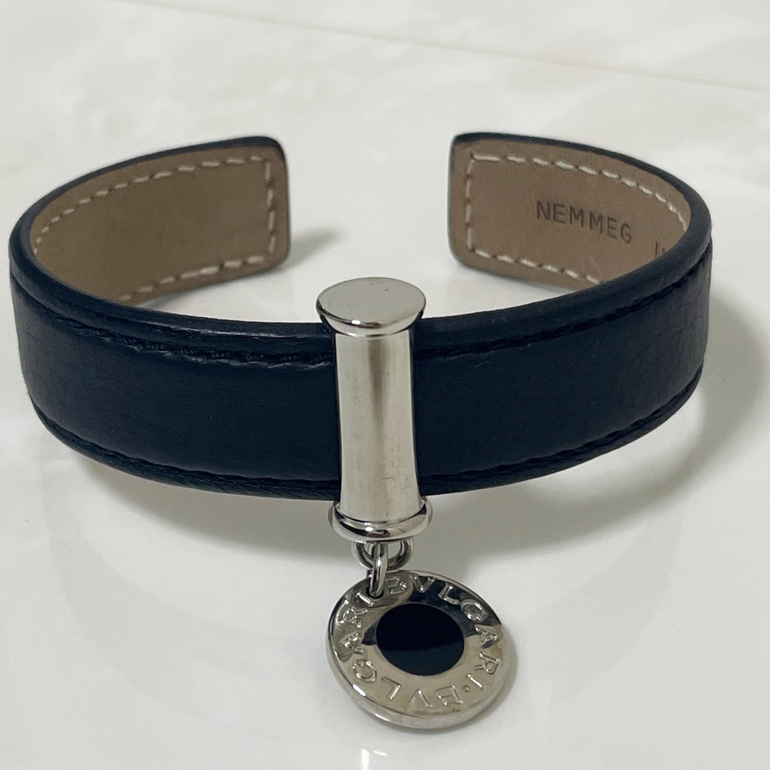 BVLGARI ブルガリ ブレスレット バングル レザー ネイビー系-