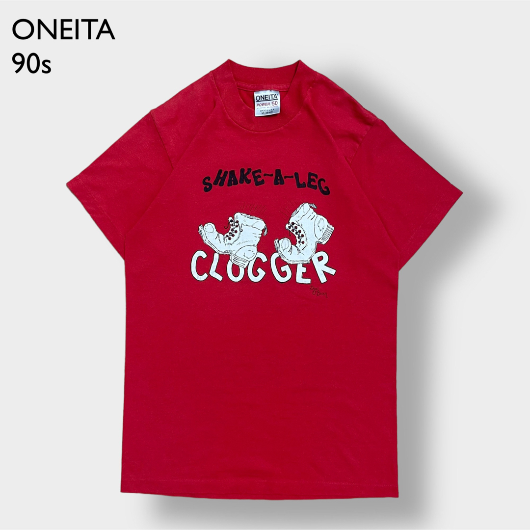 90s USA製 ONEITA オニータ シングルステッチ プリントTシャツ 墨