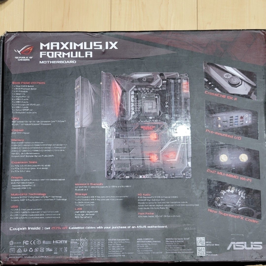 ASUS(エイスース)のASUSTeK ROG MAXIMUS IX FORMULA+RAM32GB スマホ/家電/カメラのPC/タブレット(PCパーツ)の商品写真