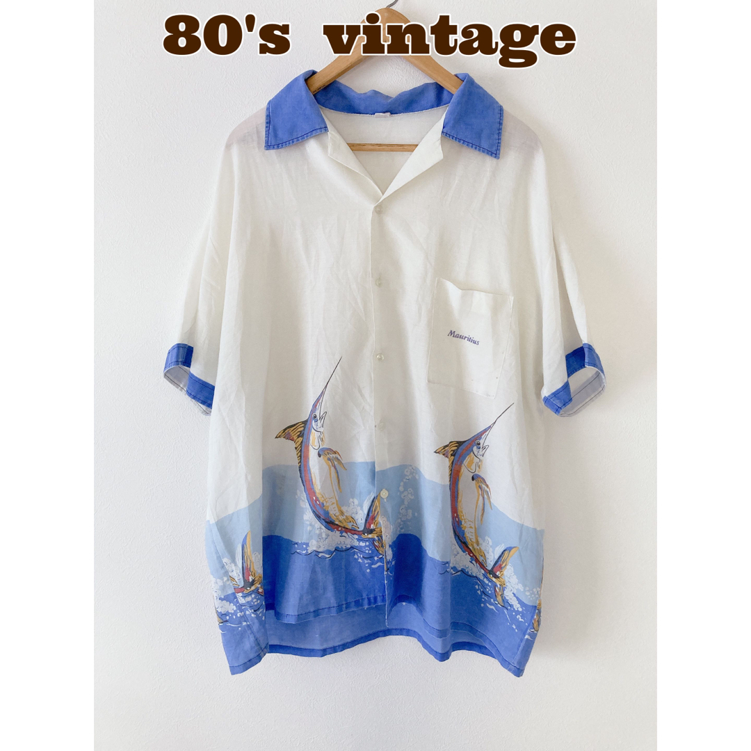 80´s vintage 半袖シャツ　開襟シャツ　オープンカラー　ビッグサイズのサムネイル