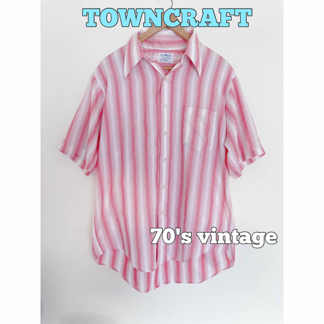 70's vintage TOWNCRAFT 半袖シャツ　ストライプシャツ