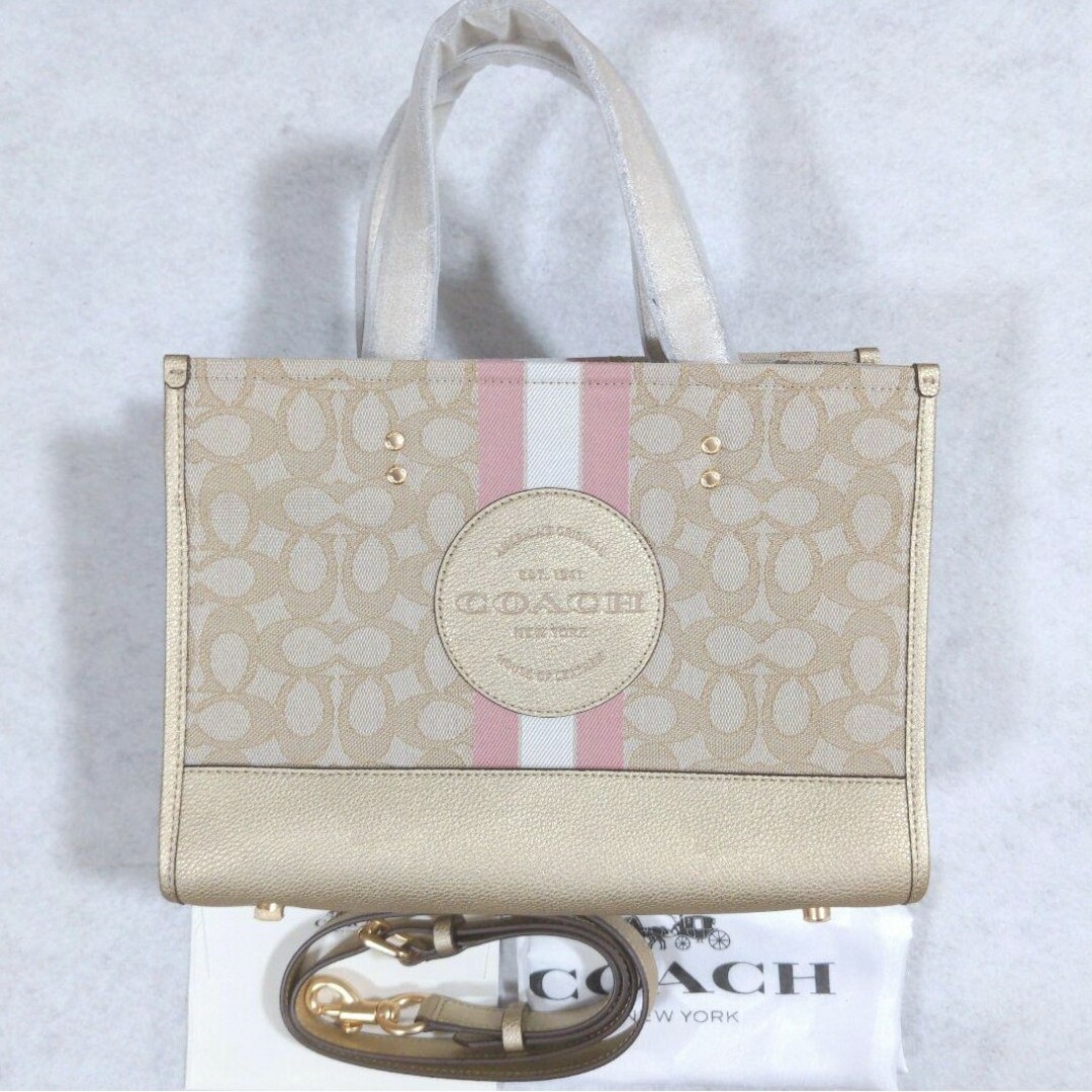 COACH(コーチ)のコーチCOACH トートバッグ ショルダーバック クロスボディ ゴールド ピンク レディースのバッグ(トートバッグ)の商品写真