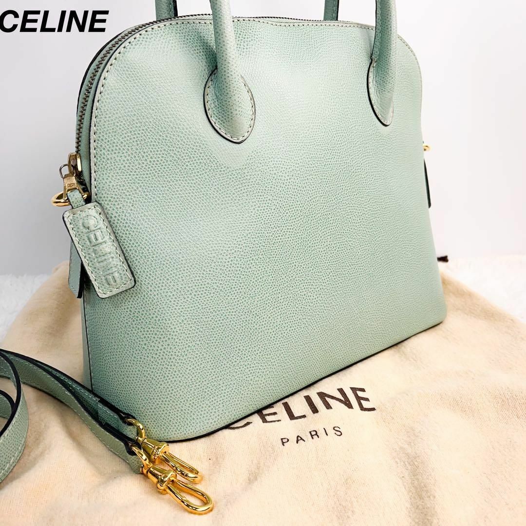 celine(セリーヌ)のナナイロ様専用セリーヌ2way ハンドバッグ バイカラー 　黄緑　ドーム　肩掛け レディースのバッグ(ショルダーバッグ)の商品写真