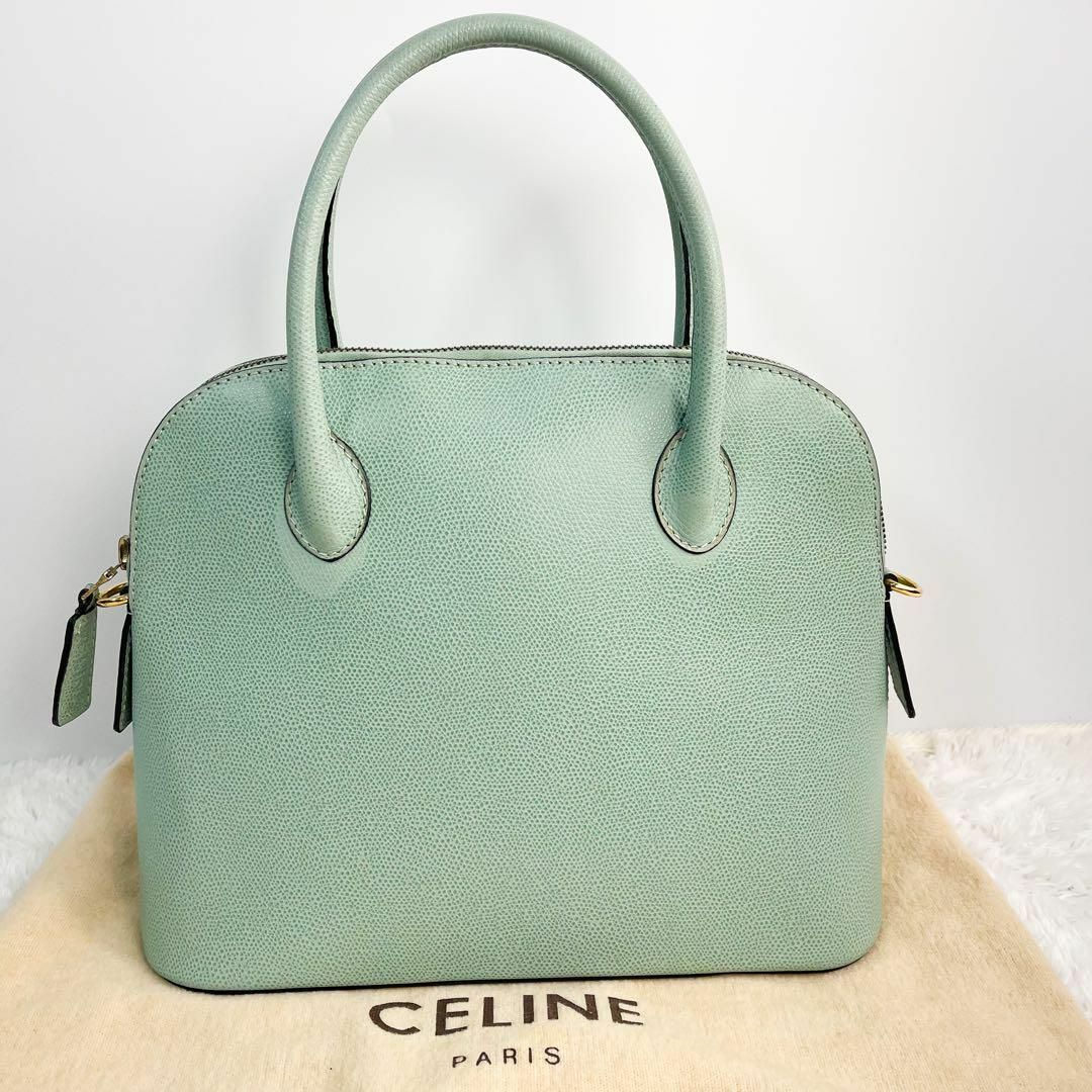 celine(セリーヌ)のナナイロ様専用セリーヌ2way ハンドバッグ バイカラー 　黄緑　ドーム　肩掛け レディースのバッグ(ショルダーバッグ)の商品写真