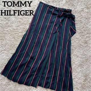 トミーヒルフィガー(TOMMY HILFIGER)のTOMMY HILFIGER ラップ　タイトスカート　ストライプ(ロングスカート)