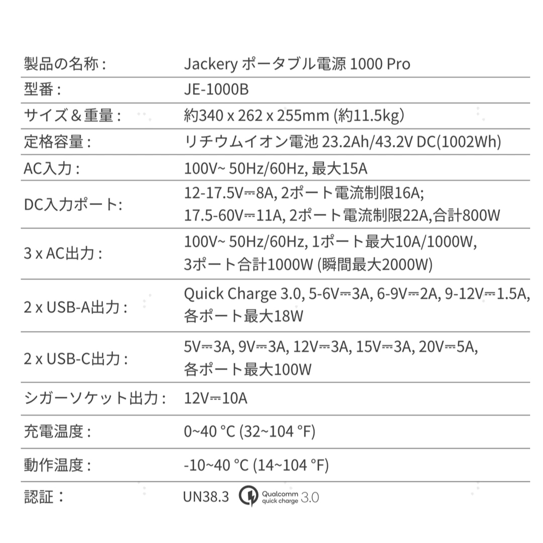 ★新品未使用★ Jackery ポータブル電源 1000 PRO ジャクリー