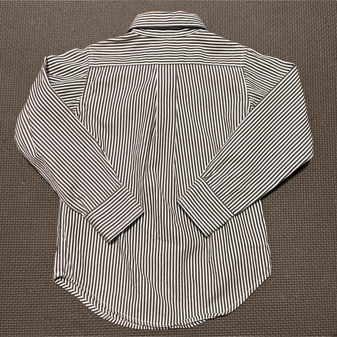 Ralph Lauren(ラルフローレン)のRALPH LAUREN キッズストライプシャツ　白×茶　100cm キッズ/ベビー/マタニティのキッズ服男の子用(90cm~)(ブラウス)の商品写真