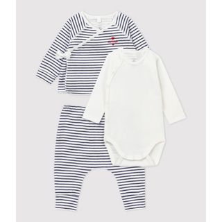 PETIT BATEAU - プチバトー　チュビックミニマリニエール３点セット　ボーダー　ハート