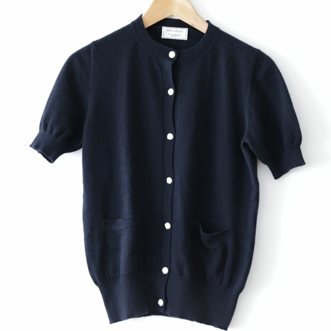 MAISON KITSUNE' - メゾンキツネ MAISON KITSUNEカシミヤ半袖ニット ネイビー