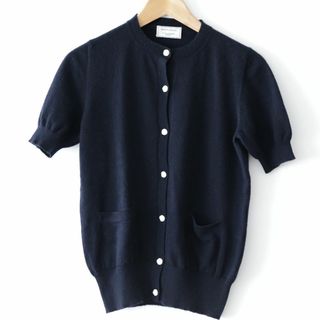 メゾンキツネ(MAISON KITSUNE')のメゾンキツネ MAISON KITSUNEカシミヤ半袖ニット ネイビー(ニット/セーター)