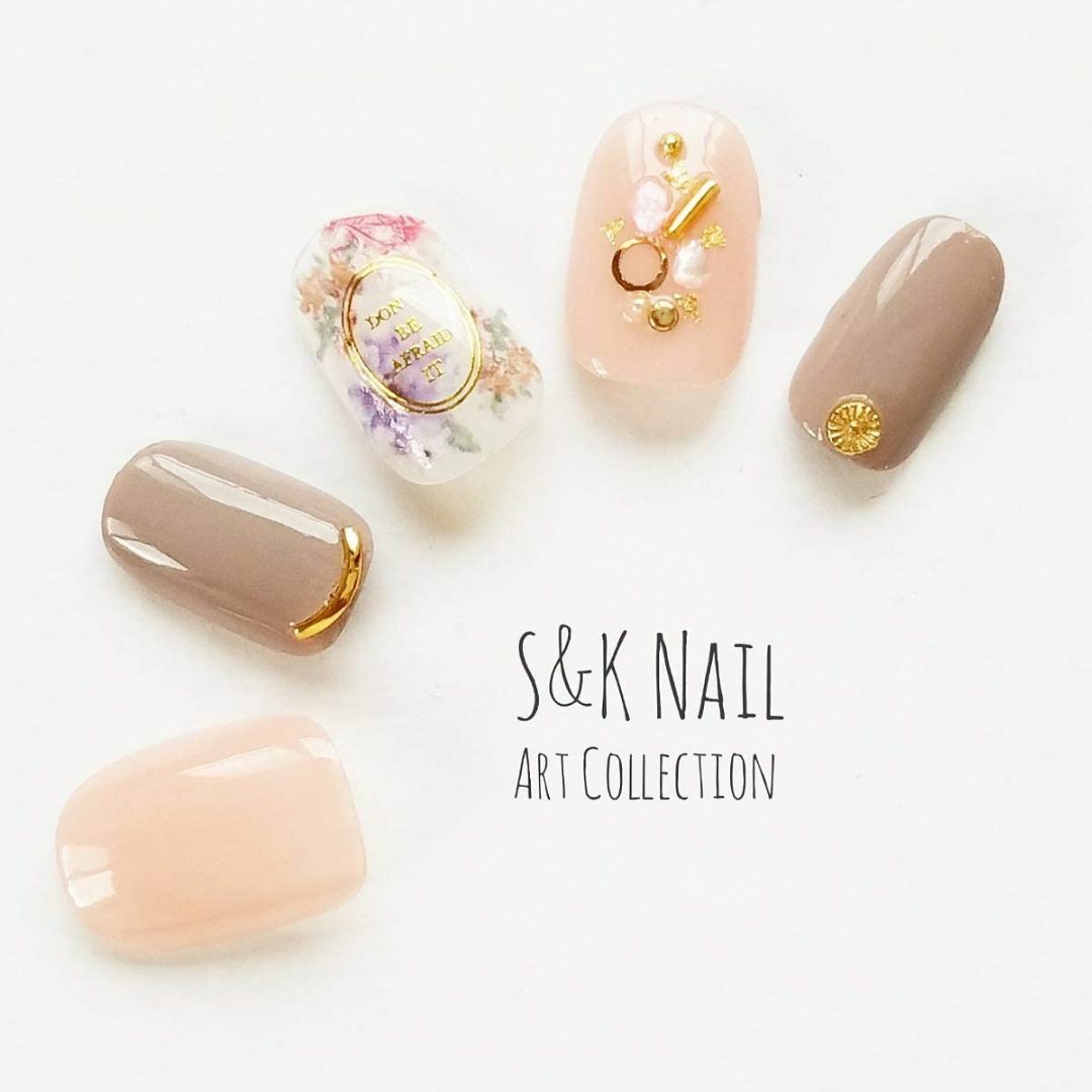 S＆K NAIL ネイルチップ ショート フラワー & シェル 日本製 シンプル