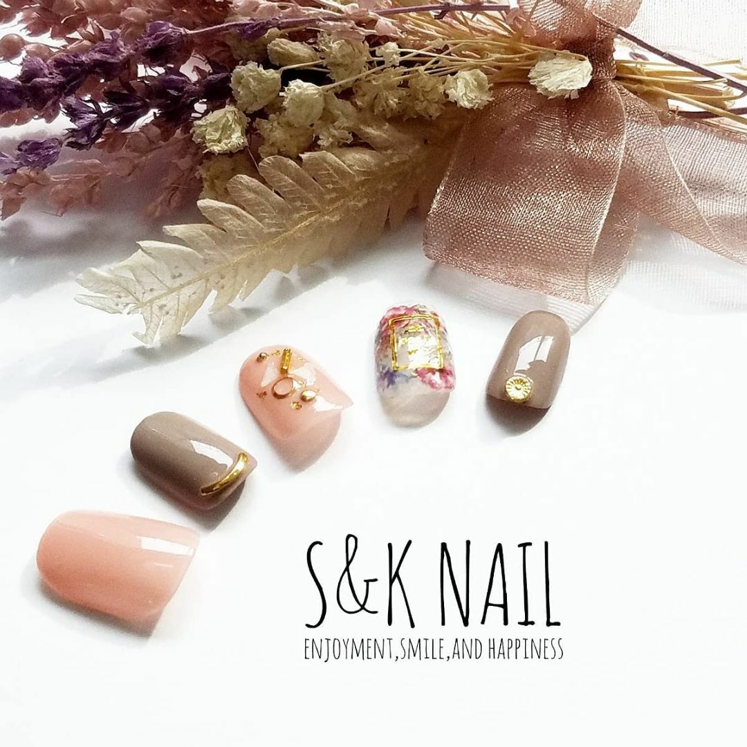 S＆K NAIL ネイルチップ ショート フラワー & シェル 日本製 シンプル 6