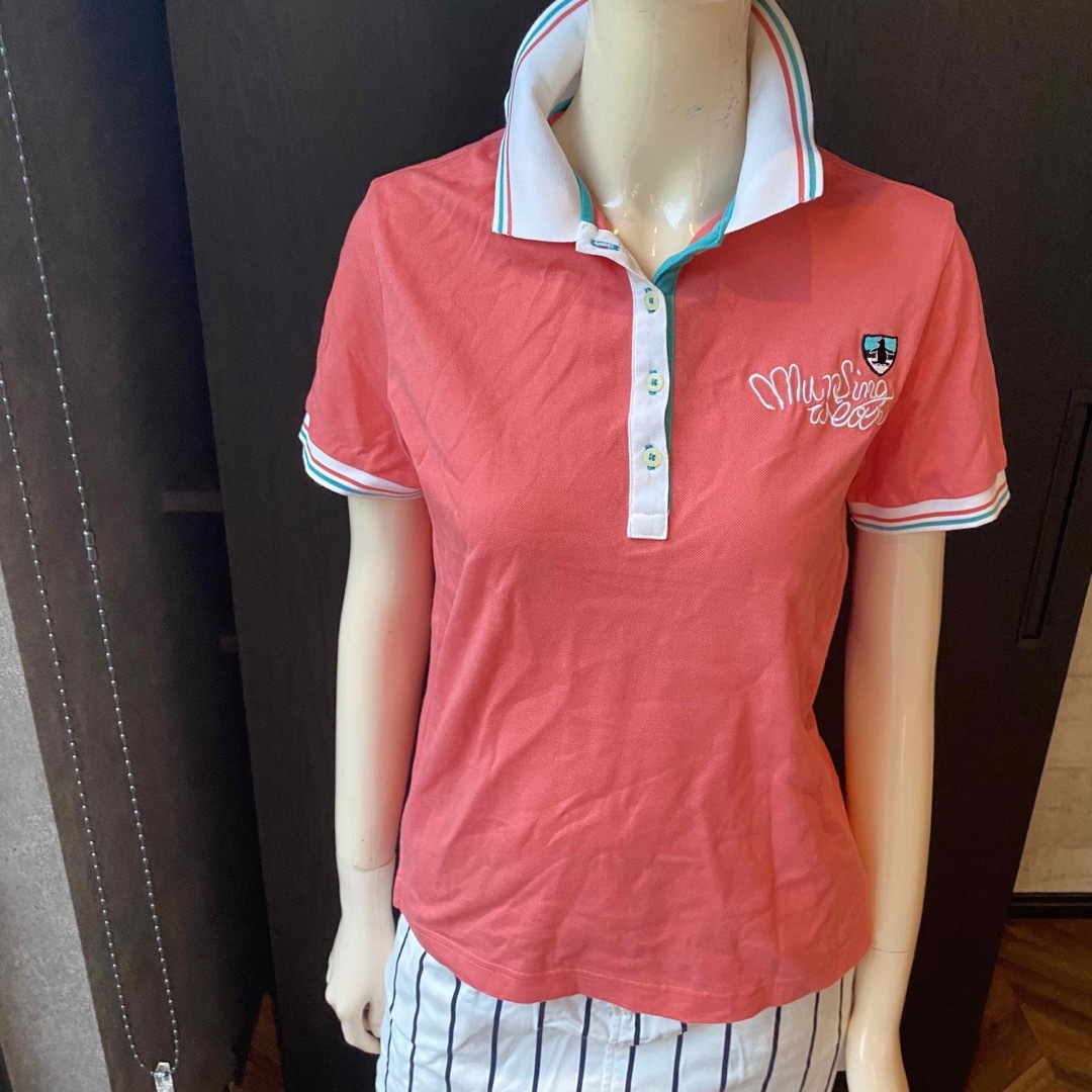 Munsingwear(マンシングウェア)のマンシングウエア美品！可愛ピンクにグリーンの差し色が可愛ゴルフウェアMサイズ スポーツ/アウトドアのゴルフ(ウエア)の商品写真