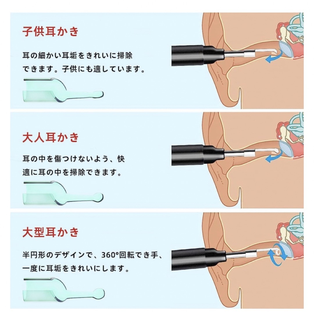 耳 スコープ 耳かき カメラ Vitahop 耳掃除 みみかき キッズ/ベビー/マタニティの洗浄/衛生用品(綿棒)の商品写真