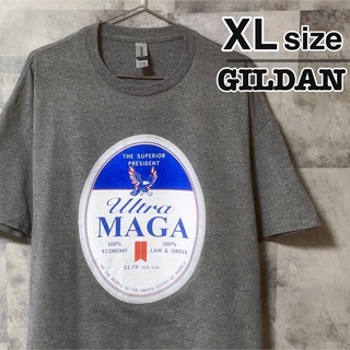 ギルタン(GILDAN)のGILDAN　Tシャツ　XLサイズ　グレー　ビッグプリント　USA古着　MAGA(Tシャツ/カットソー(半袖/袖なし))