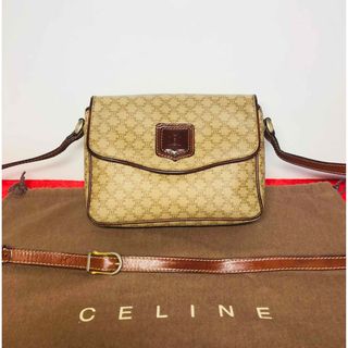 セリーヌ(celine)の【美品】☆ セリーヌ マカダム ブラゾン 柄 レザー ショルダーバッグ ブラウン(ショルダーバッグ)