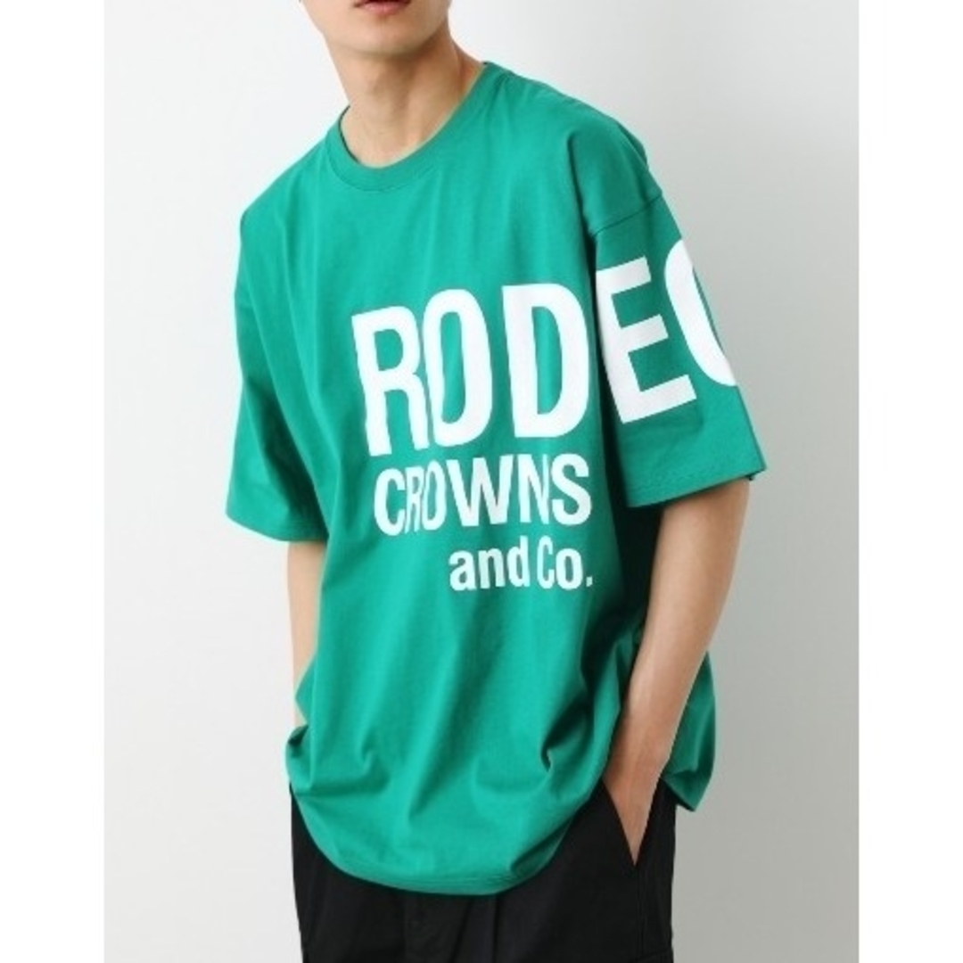 RODEO CROWNS WIDE BOWL(ロデオクラウンズワイドボウル)のRCWB★オーバーロゴTシャツ グリーン メンズのトップス(Tシャツ/カットソー(半袖/袖なし))の商品写真