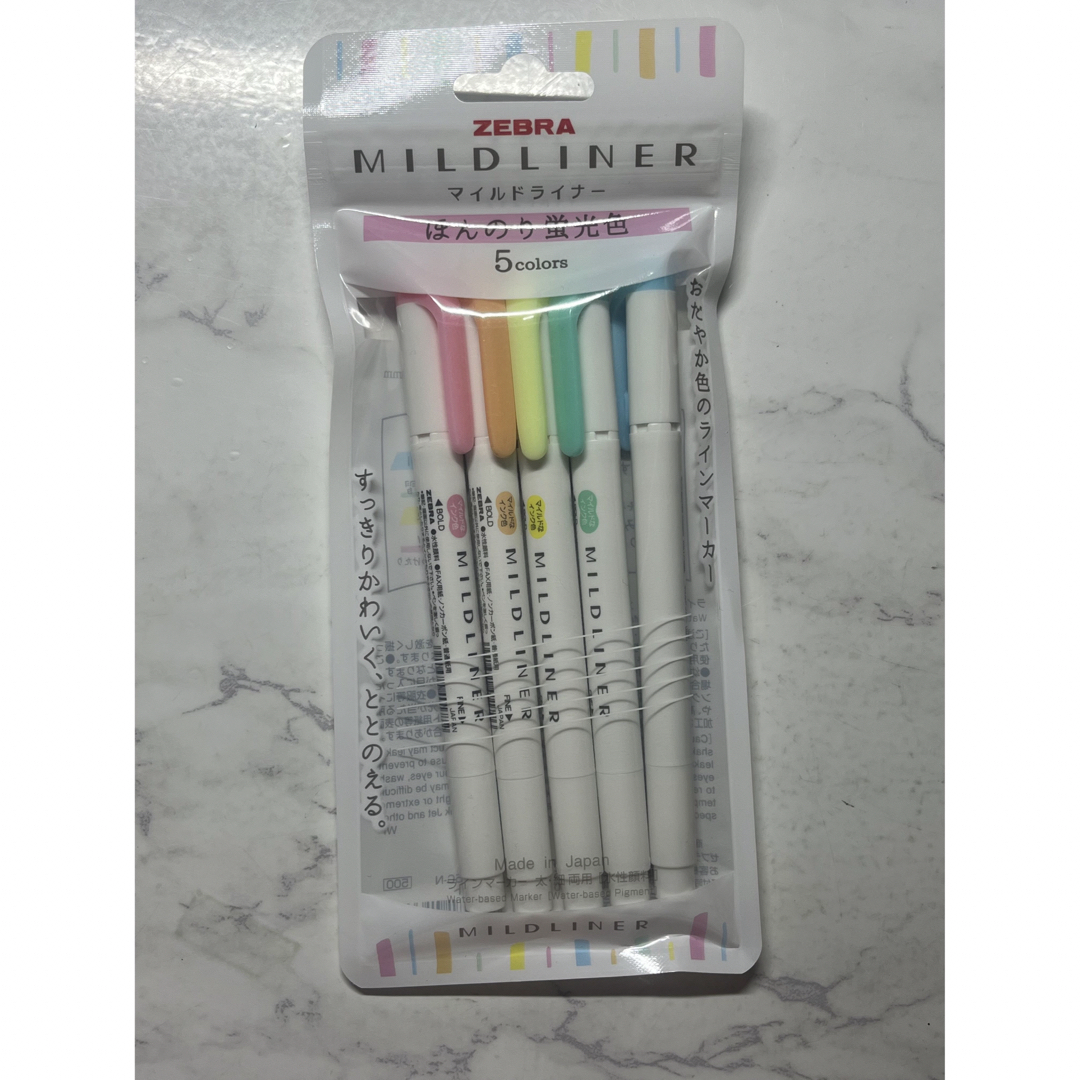 ZEBRA(ゼブラ)のmildliner 5colors インテリア/住まい/日用品の文房具(ペン/マーカー)の商品写真