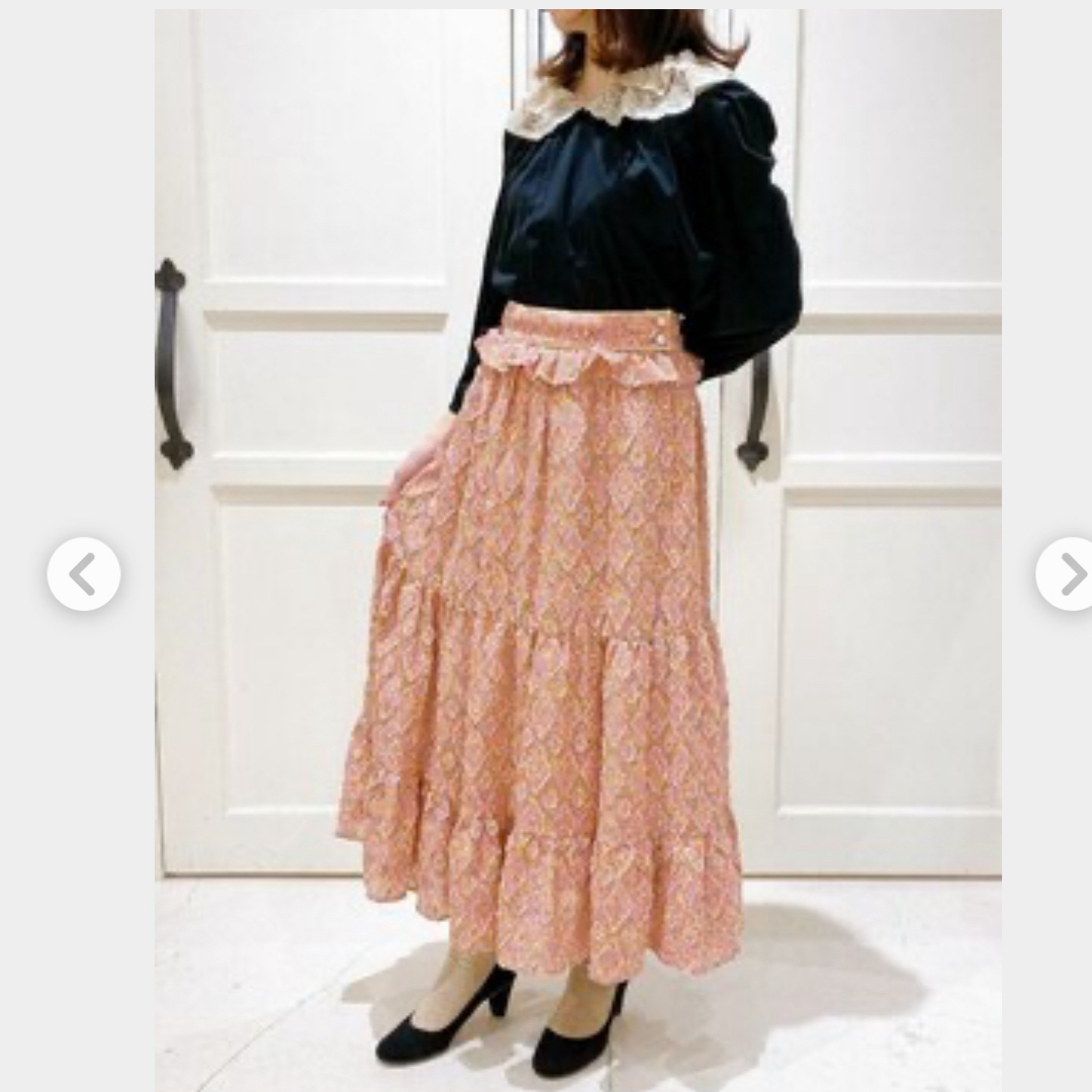 franche lippee(フランシュリッペ)の【最終】フランシュリッペ　ハニーベアティアードコンビスカート　ピンク レディースのスカート(ロングスカート)の商品写真