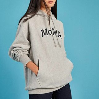 【Mサイズ】 海外限定 MOMA × champion パーカー シルバーグレー