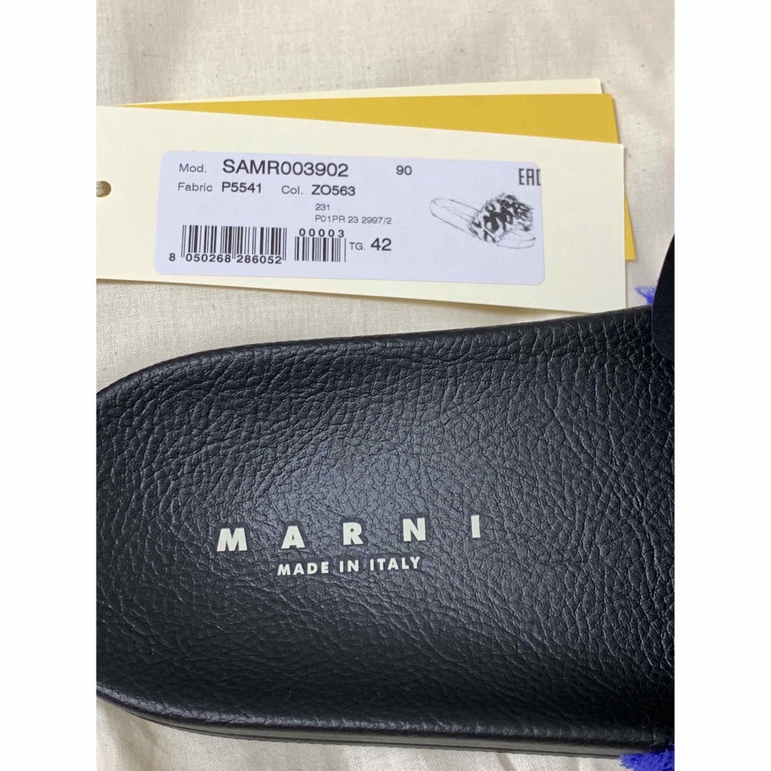 新品《 MARNI マルニ 》ラバー スライドサンダル テリークロス 42