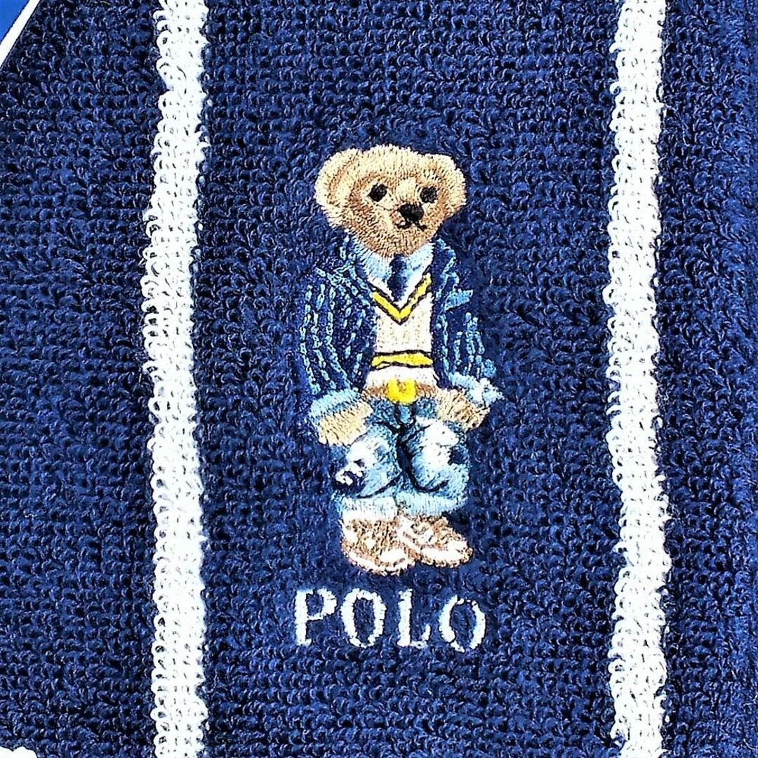 POLO RALPH LAUREN(ポロラルフローレン)のラルフポロベア「デニムブレザー＆ダメージジーンズ柄」ハンカチ１，９８０円紺系 レディースのファッション小物(ハンカチ)の商品写真