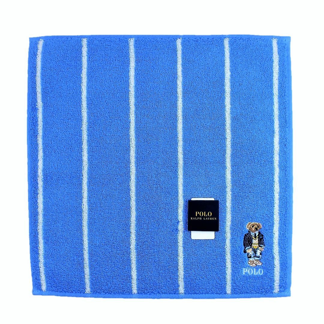 POLO RALPH LAUREN(ポロラルフローレン)のラルフポロベア「デニムブレザー＆ダメージジーンズ柄」ハンカチ1,980円青系 レディースのファッション小物(ハンカチ)の商品写真