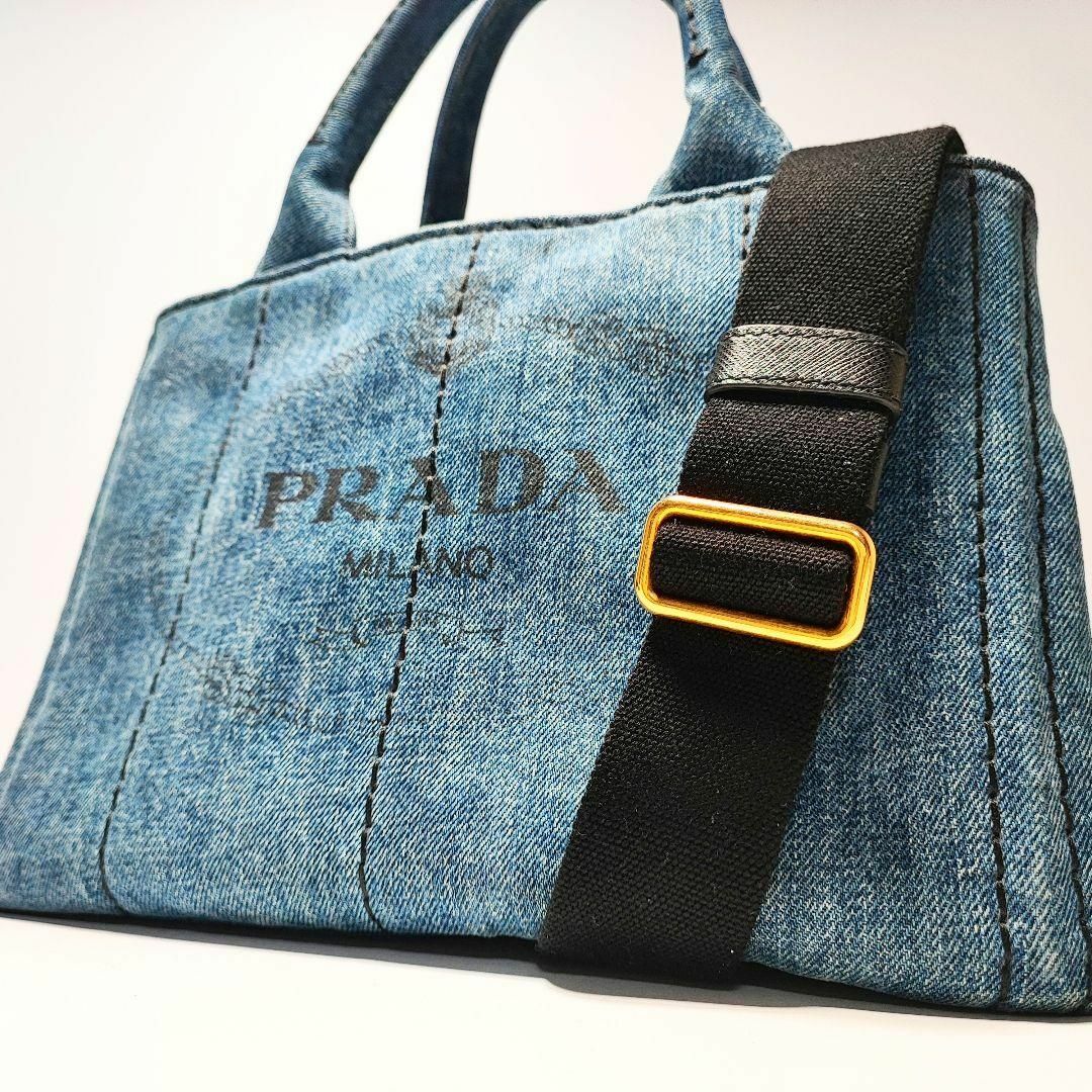 PRADA - 【極美品✨】PRADA カナパ デニム ブルー 2way ショルダー S
