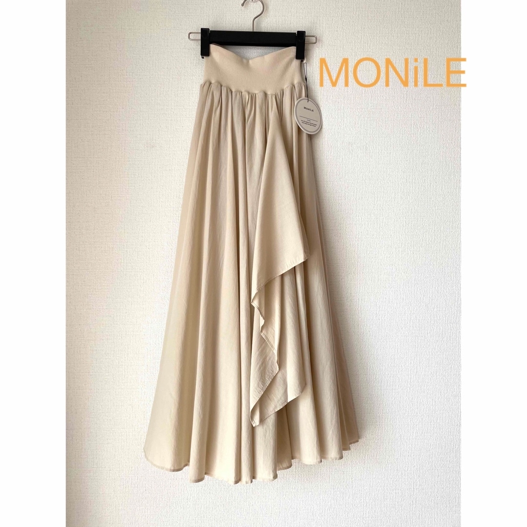 SCOT CLUB(スコットクラブ)の【新品】MONiLE モニーレ ウエストリブ ロングスカ－ト フリル ベージュ系 レディースのスカート(ロングスカート)の商品写真
