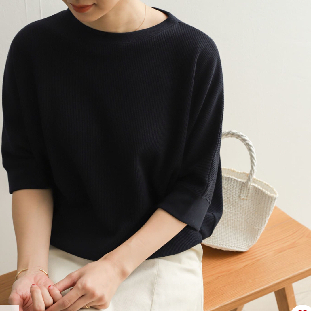 URBAN RESEARCH DOORS(アーバンリサーチドアーズ)のタックフライスワイドTシャツ【NAVY】未開封 レディースのトップス(Tシャツ(長袖/七分))の商品写真