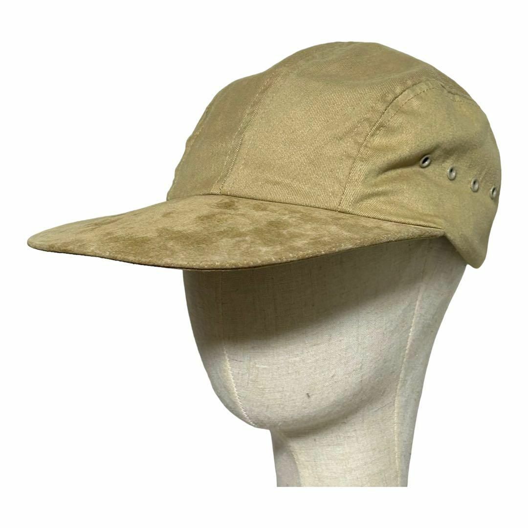 80s】米国製 ORVIS スウェード本革×ツイル生地 ツートン ロングビル