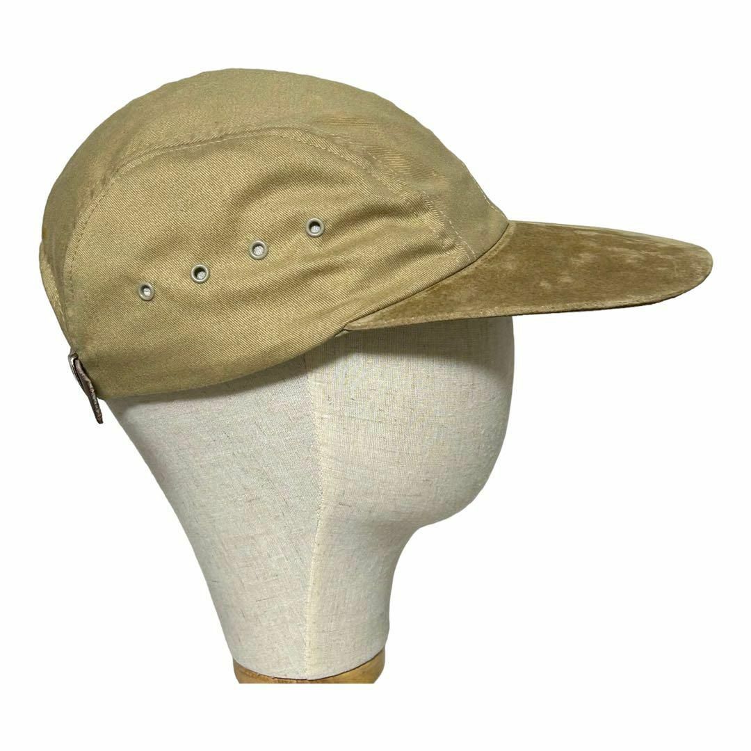 80s】米国製 ORVIS スウェード本革×ツイル生地 ツートン ロングビル