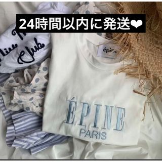 エピヌ(épine)のepine   エピヌ　パリスTシャツ　ホワイト×アイスブルー(Tシャツ(半袖/袖なし))