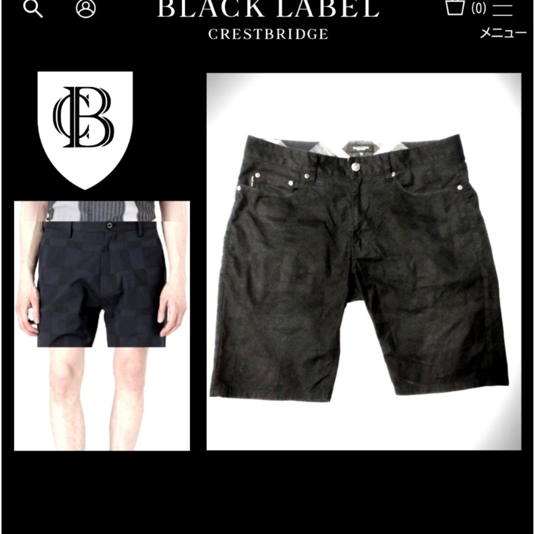 BLACK LABEL CRESTBRIDGE(ブラックレーベルクレストブリッジ)のused シャドークレストブリッジチェックショートパンツ82cmブラック メンズのパンツ(ショートパンツ)の商品写真