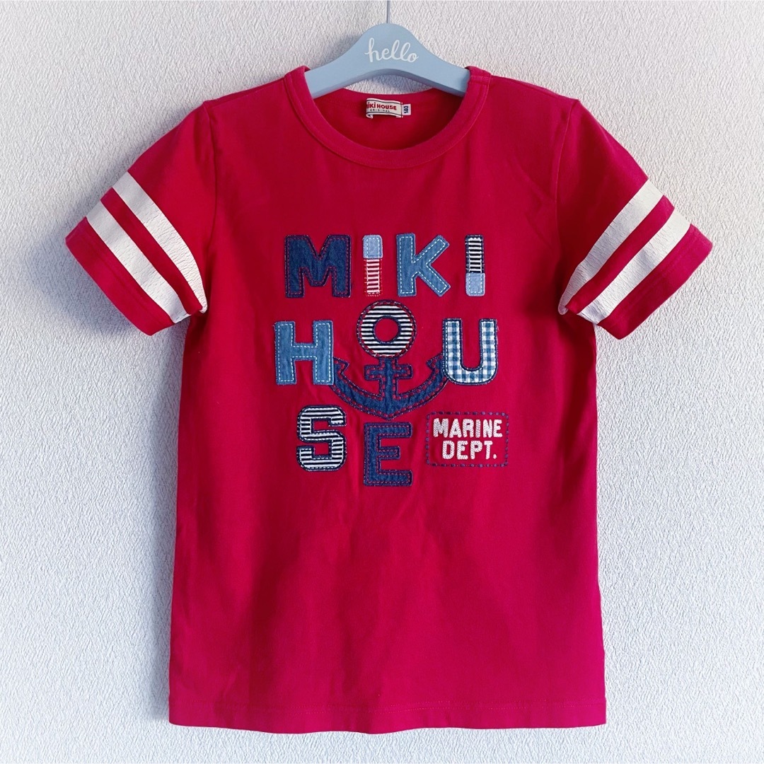 美品 MIKI HOUSE 半袖Tシャツ ロゴ マリン 赤 男の子 140