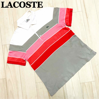 ラコステ(LACOSTE)の【used】LACOSTE ラコステ ポロシャツ ボーダー 日本製 サイズ4(ポロシャツ)