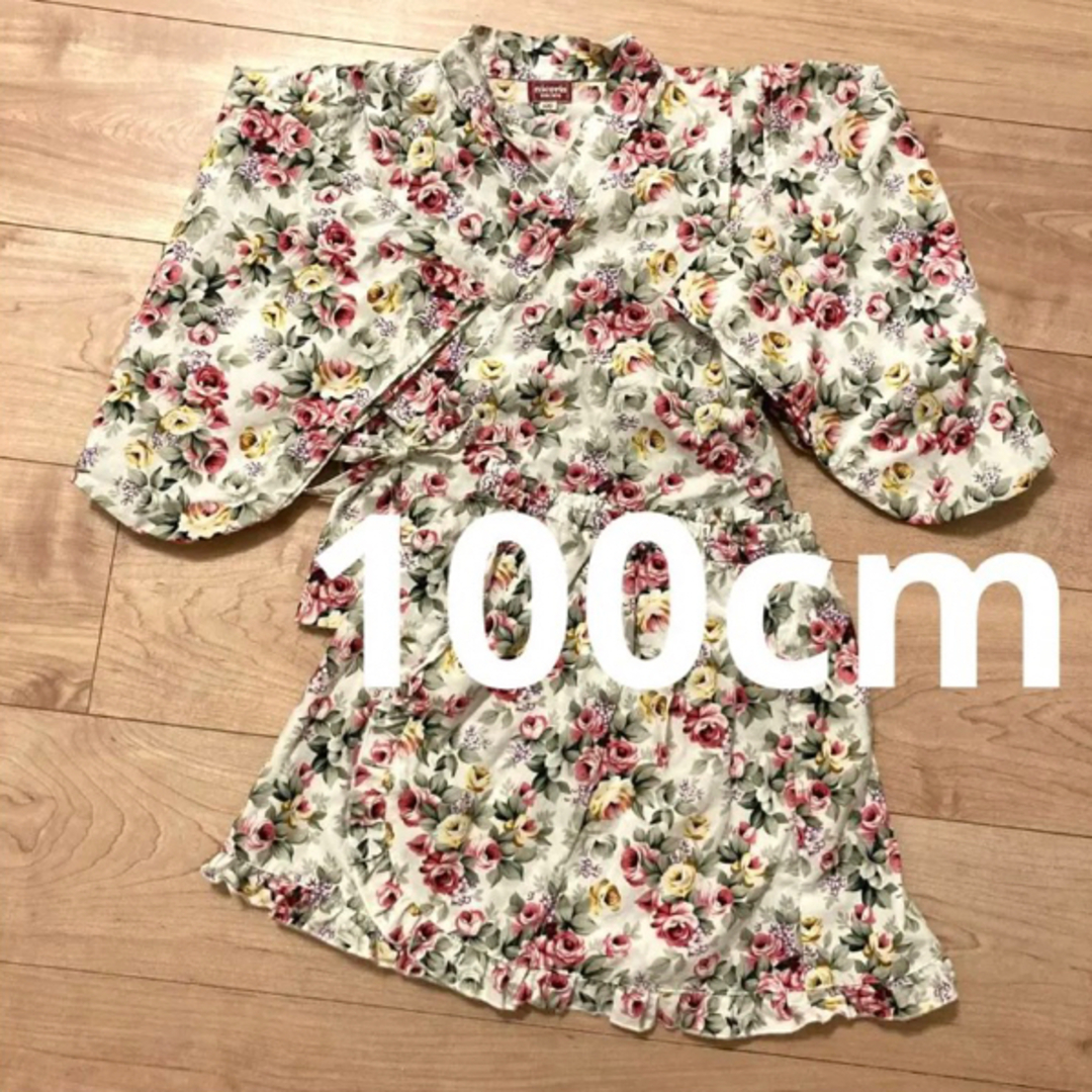 RIO(リオ)のnicoris  花柄　甚平　浴衣　100cm  女の子 キッズ/ベビー/マタニティのキッズ服女の子用(90cm~)(甚平/浴衣)の商品写真