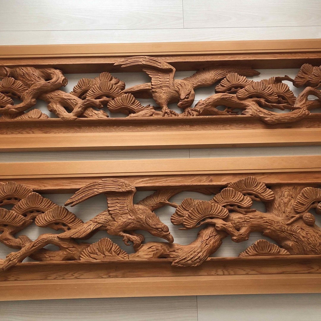 古民家　欄間　2枚セット 着払い一間用欄間らんま二枚セット和室古民家