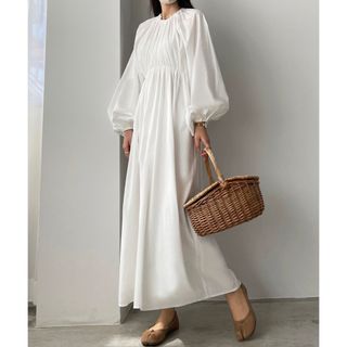 ザラ(ZARA)のネックギャザーロングワンピース(ロングワンピース/マキシワンピース)