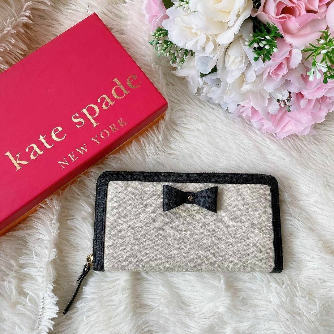 kate spade NEWYORK 長財布　リボン　ラウンドファスナー | フリマアプリ ラクマ