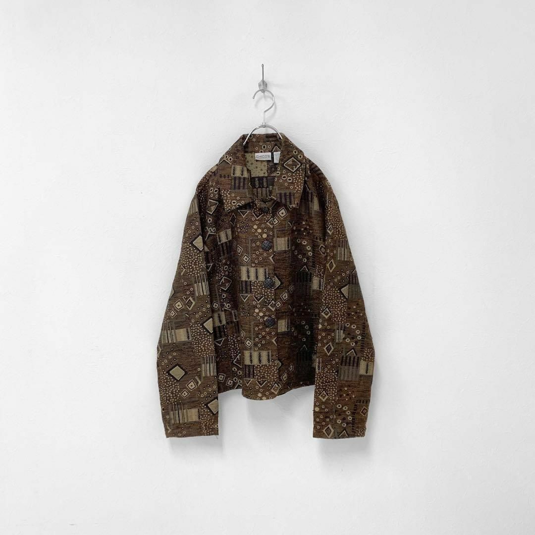 レディースヴィンテージ レトロ 90s 総柄 エスニック 刺繍 ゴブラン織  ジャケット