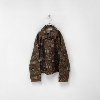 ヴィンテージ レトロ 90s 総柄 エスニック 刺繍 ゴブラン織  ジャケット(テーラードジャケット)