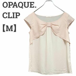 オペークドットクリップ(OPAQUE.CLIP)のオペークドットクリップ レディース【M】短袖ブラウス♡リボン 個性的♡薄ピンク(シャツ/ブラウス(半袖/袖なし))