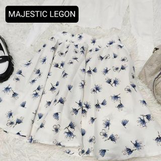 マジェスティックレゴン(MAJESTIC LEGON)のMAJESTIC LEGON【Free Size】花柄　ミニスカート　ホワイト(ひざ丈スカート)