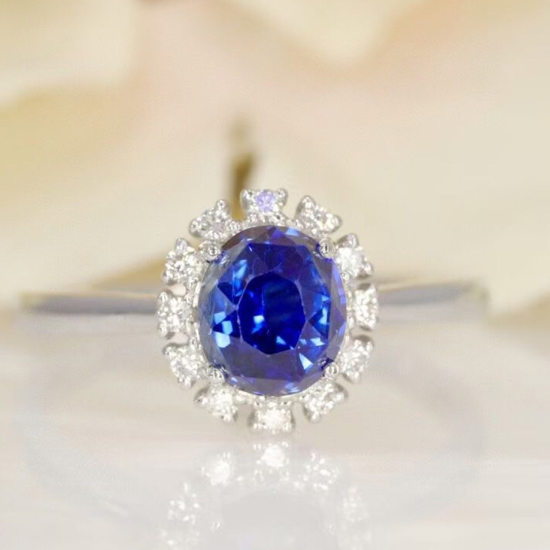 天然 ロイヤルブルーサファイア ダイヤ リング1.5ct k18 fネックレス