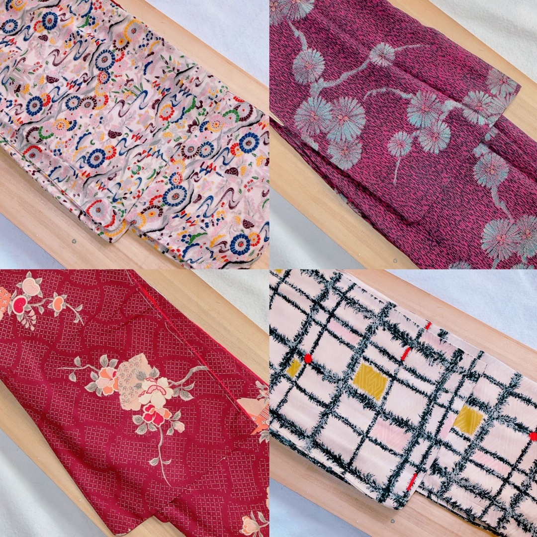 着物 まとめ売り 材料 リメイク 女性 オフホワイト ワインレッド