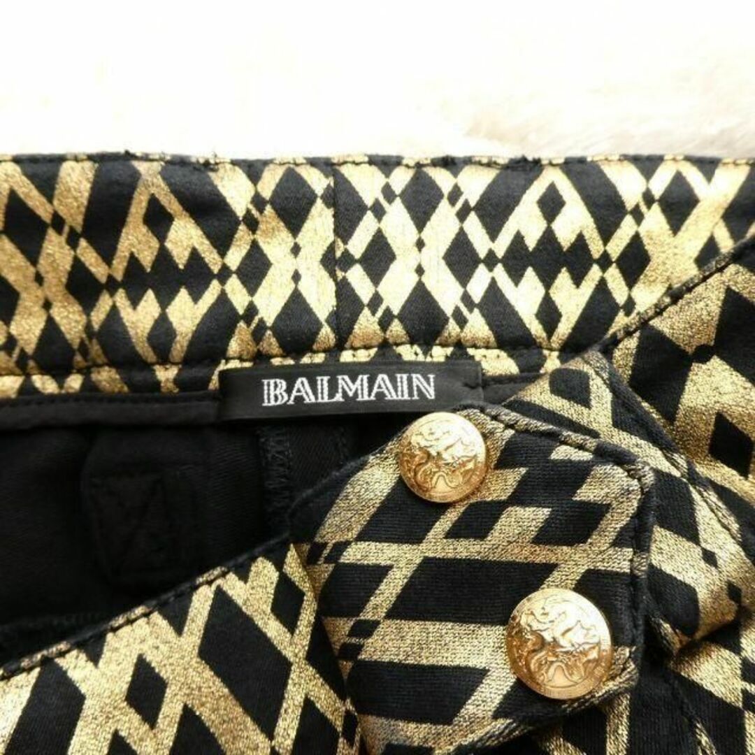 良品 綺麗 BALMAIN ジオメトリック ストレッチ テーパード パンツ