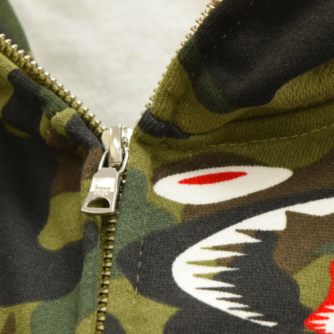 A BATHING APE アベイシングエイプ 1st camo SHARK RELAXED FIT FULL ZIP HOODIE ファーストカモ  シャークパーカー スウェット 迷彩 カーキ 001ZPH301009X